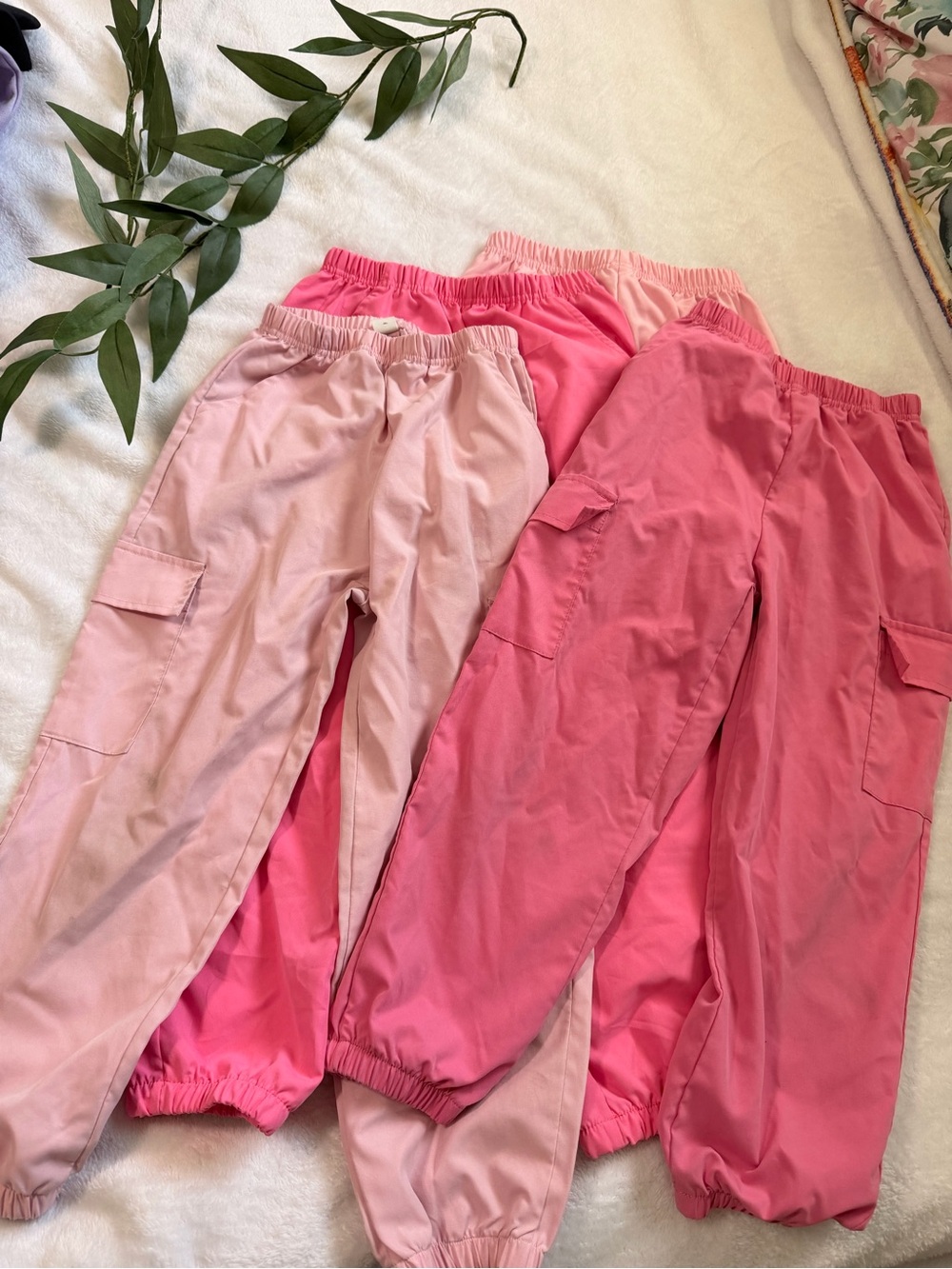SHEIN Girls' Pink Cargo Jogger Pants - Assorted Pink Shades